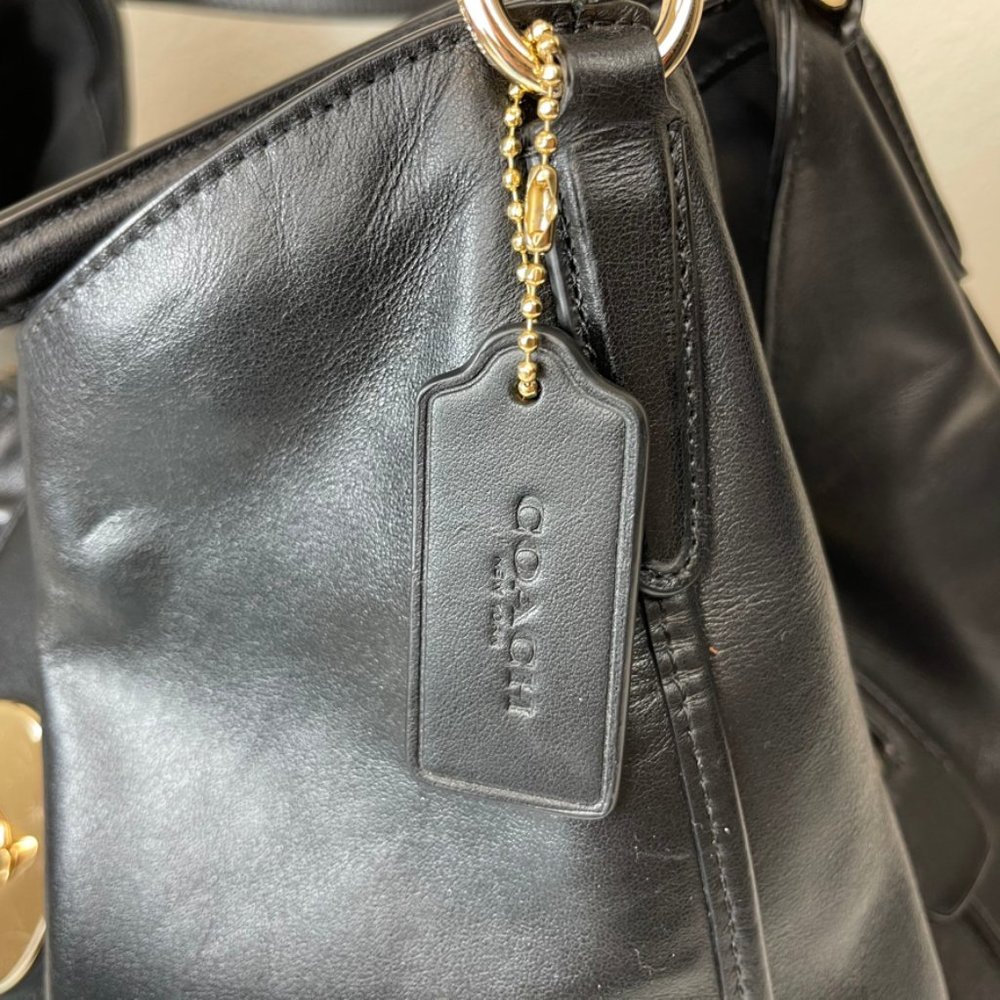 Coach Black Shoulder Bag with Gold Accents - Picture 13 of 15